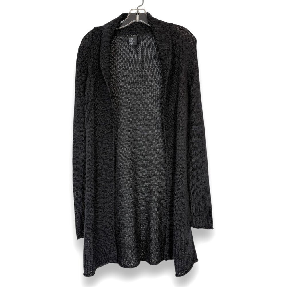 Theory Mohair Black Cardigan Sweater Long Open Lightweight Medium